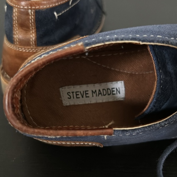 Steve Madden Blue Leather Hendrick Ankle Chukka Size 8 - Picture 7 of 11